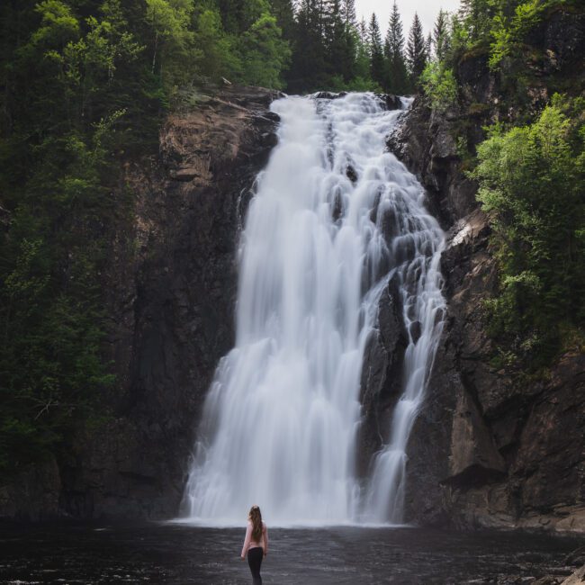 Photography Storfossen waterfall close-up view near Trondheim in Norway. Ruta cataratas Storfossen