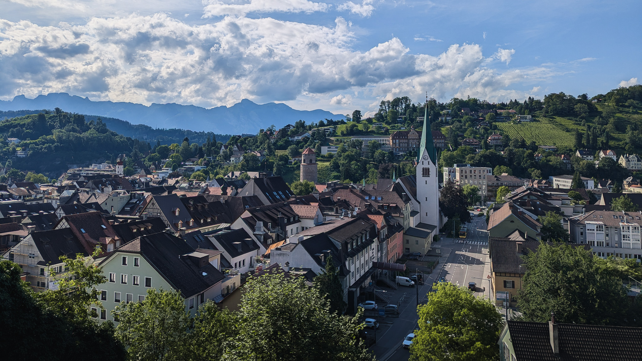 Panorama view over the town of Feldkirch