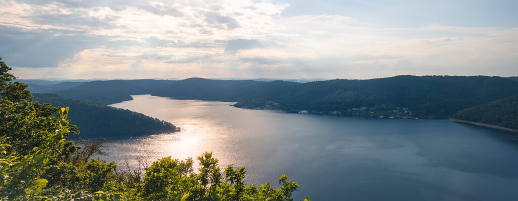 Panoramic View over a trail viewpoint at Kellersee-Edersee in Germany