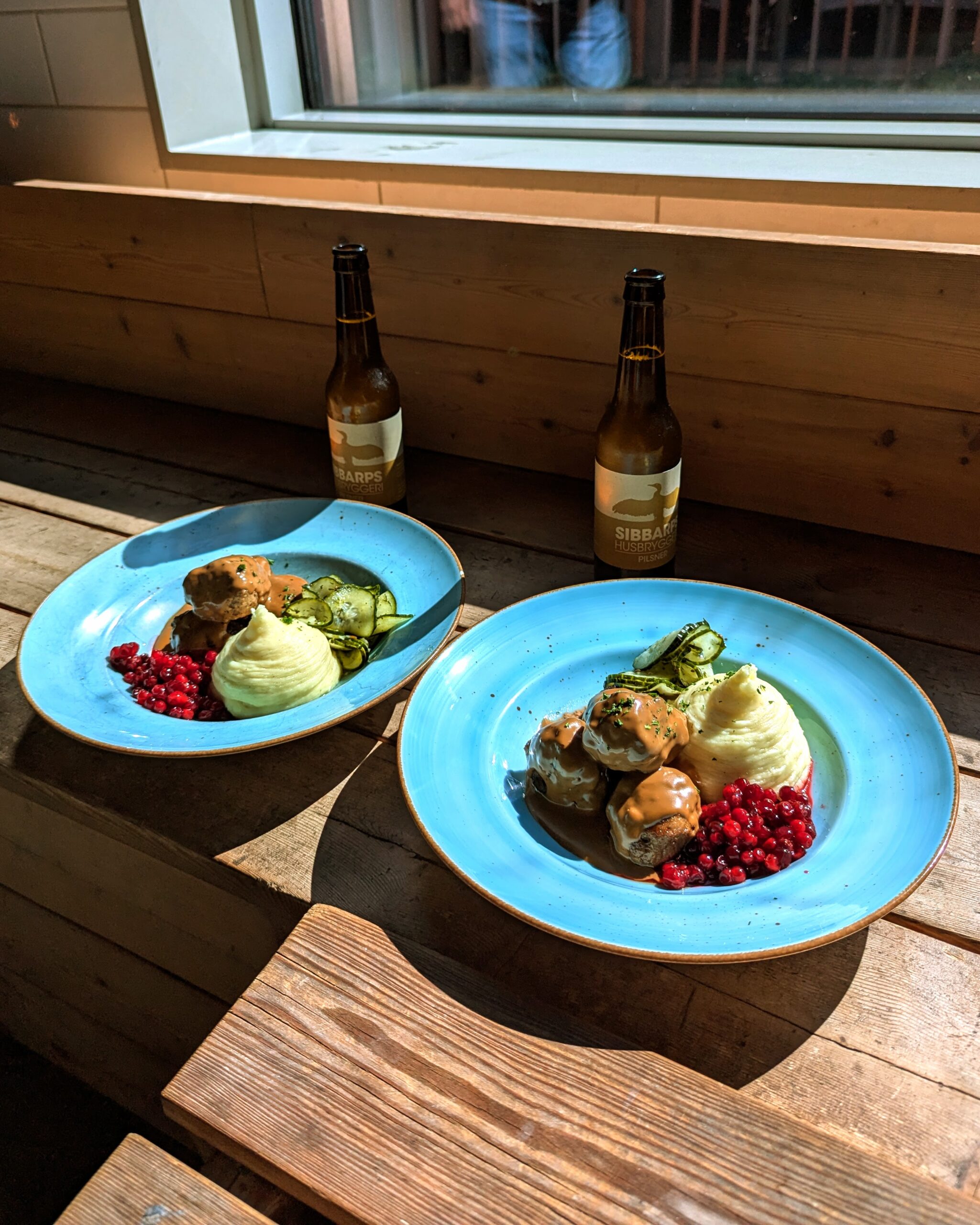 Swedish meatball dish Köttbullar in Saluhall Market in Malmö