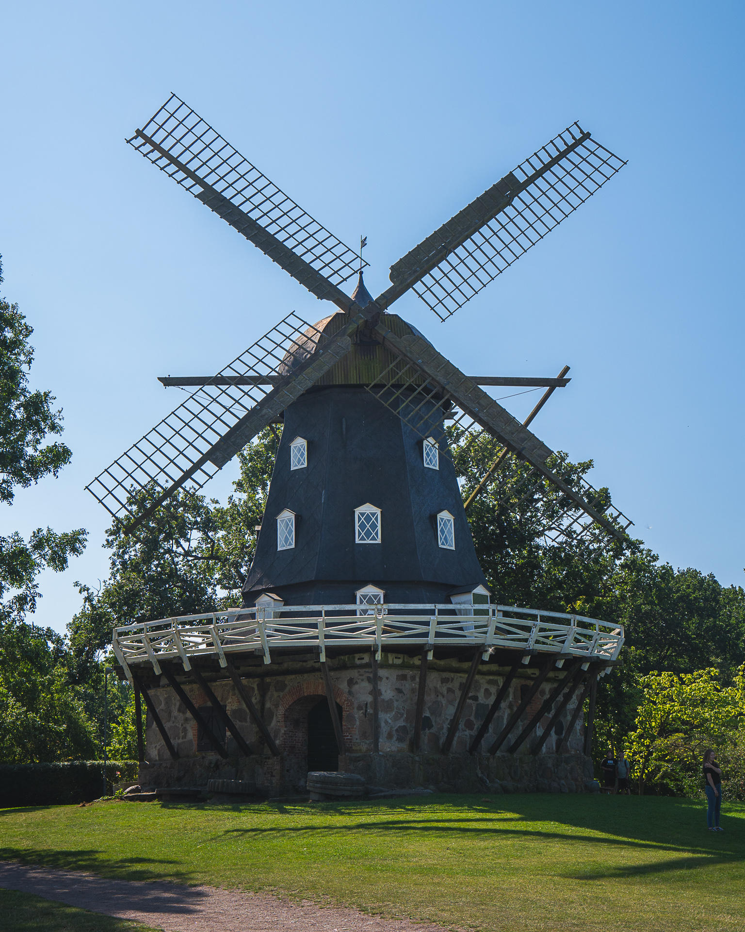 Beautiful traditional windmill in Kungsparken in Sweden