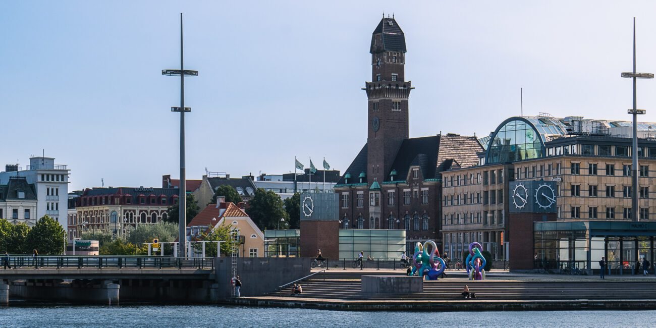 View of the city of Malmö in Sweden from a channel