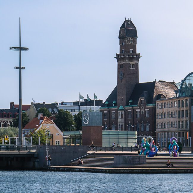 View of the city of Malmö in Sweden from a channel