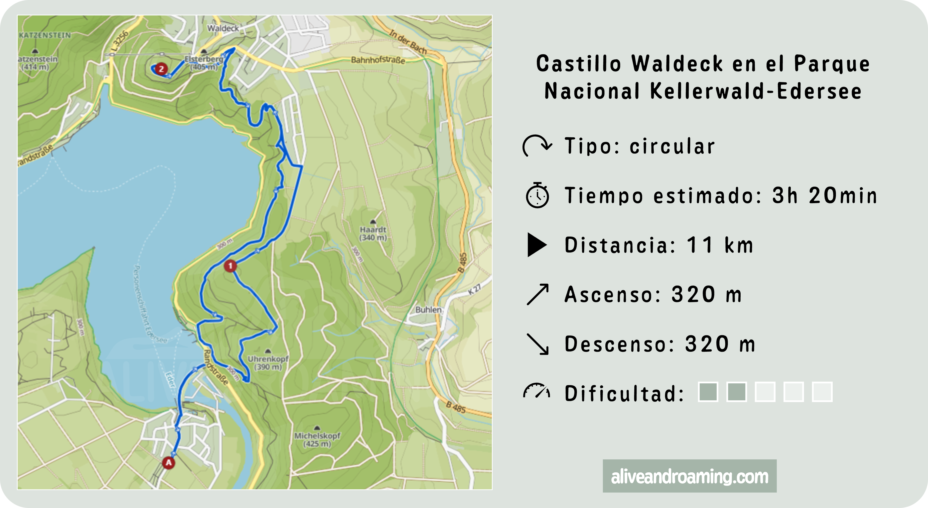 Ruta de senderismo en el parque nacional Kellersee-Edersee en Alemania