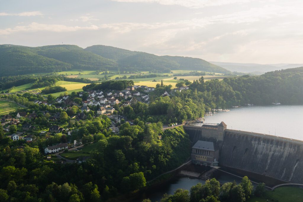 Beautiful photo of sunset at Kellersee-Edersee National Park in Germany