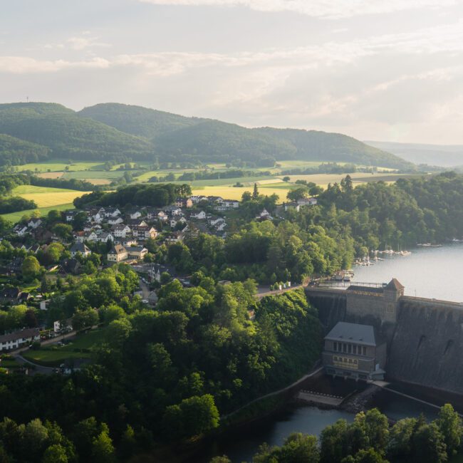 Beautiful photo of sunset at Kellersee-Edersee National Park in Germany