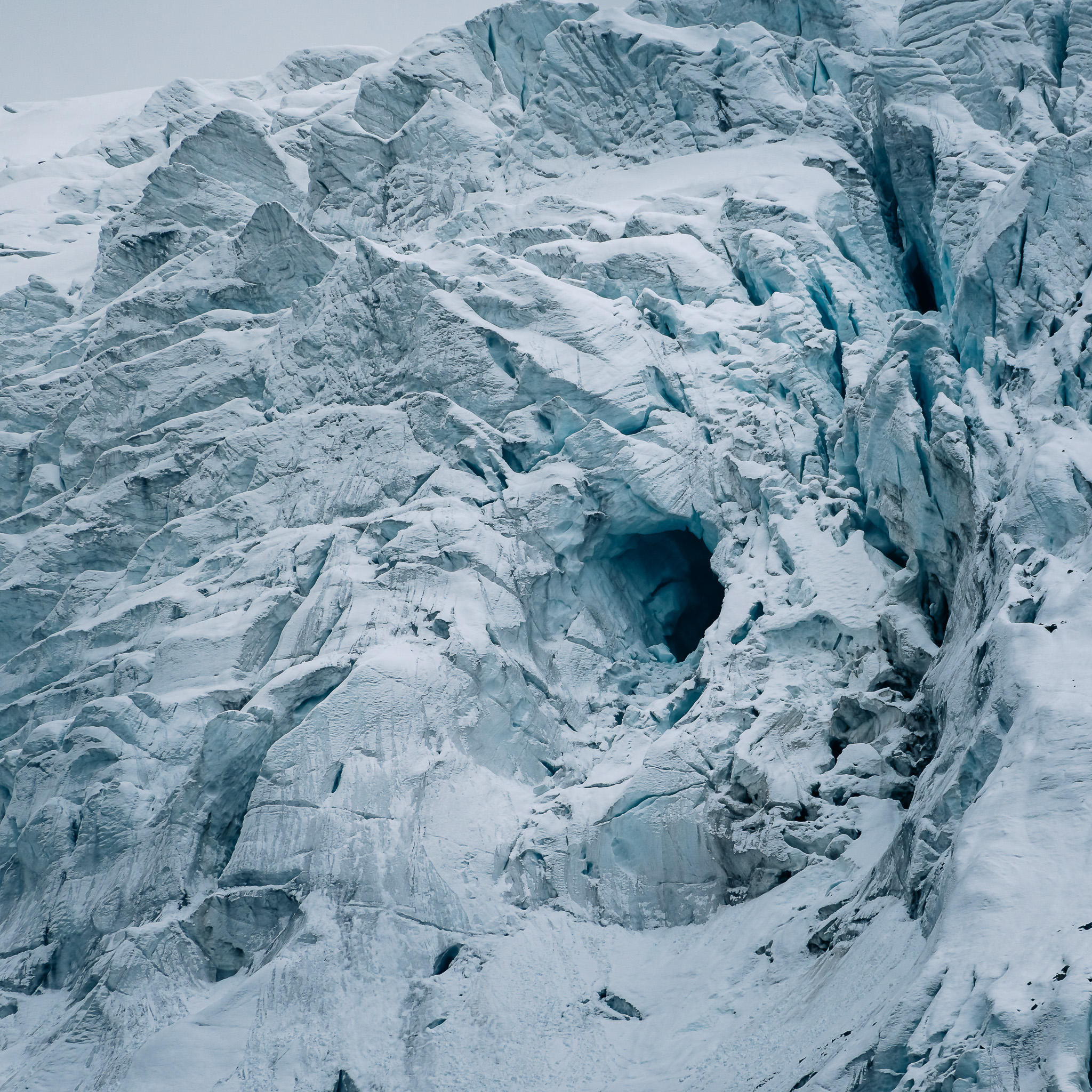 Close up detail of the glacier sitting on top of the Glacier at the Upper Joffre Lake in British Columbia Canada