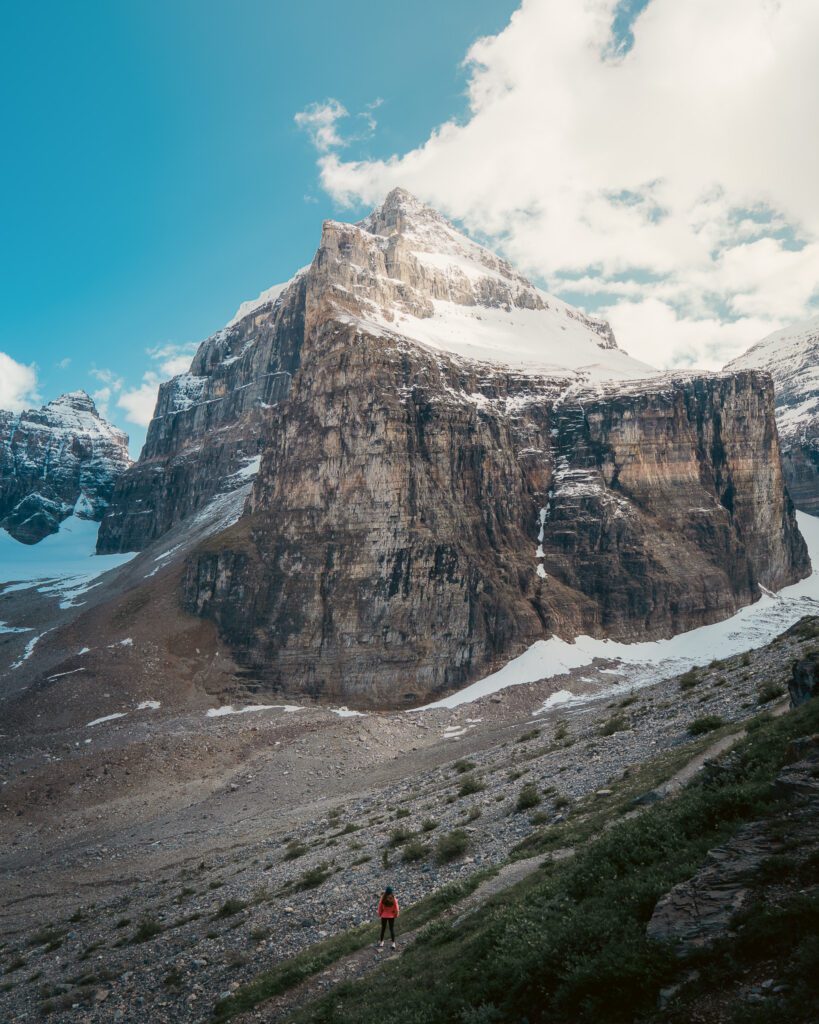 Impressive picture of Mount Leroy near Lake Louise in Banff National Park from the hiking trail Plain of the Six Glaciers