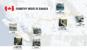map showing a roadtrip itinerary on west canada showcasing vancouver and banff national park